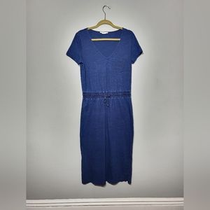 🌜 BODEN Denim Chambray Midi Dress | Cinch Tie Waist | womens size 6